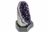 Dark Purple Amethyst Geode With Wood Base - Uruguay #275631-1